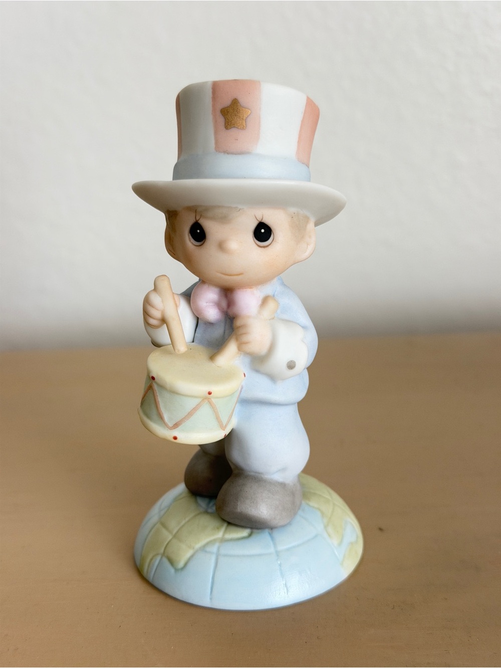 Precious Moments Blue and Pink Drummer Boy Figurine